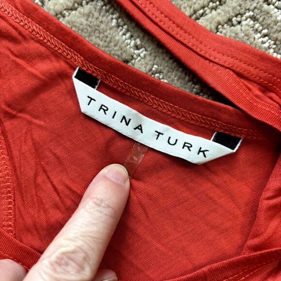 Trina Turk Racer Back Tank Top Bundle Small 100% Viscose Chartreuse Red Orange - Picture 14 of 16